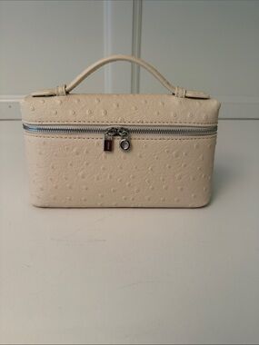 Cream Textured Top-Handle Purse